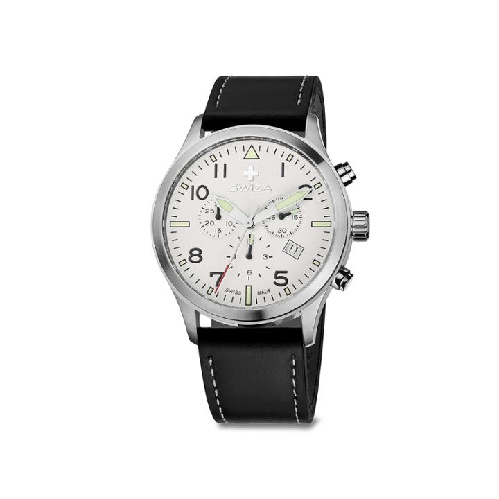 Swiza Siruz Mens White Dial Brown Strap Watch