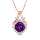 Womens 1/7 Ct. T.w. Purple Amethyst 10k Gold Pendant Necklace