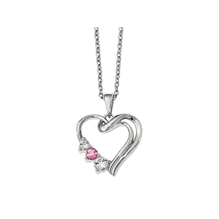 Survivor Collection Genuine Clear & Pink Swarovski Topaz Sterling Silver Heart Of Healing Necklace
