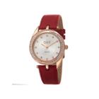 Burgi Womens Diamond Accent Rose-tone Red Strap Watch