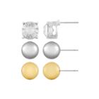 Monet 3-pr. Crystal, Silver-tone And Gold-tone Stud Earring Set
