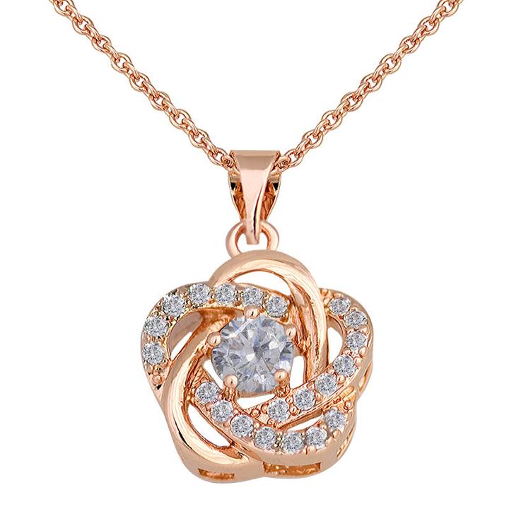 Sparkle Allure&trade; Cubic Zirconia Rose-tone Floral Pendant Necklace