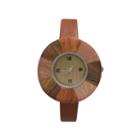 Olivia Pratt Faux Wood Bezel Brown Petite Leather Watch 26265wbrown
