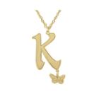 Personalized Butterfly Initial 14k Gold Over Silver Pendant Necklace