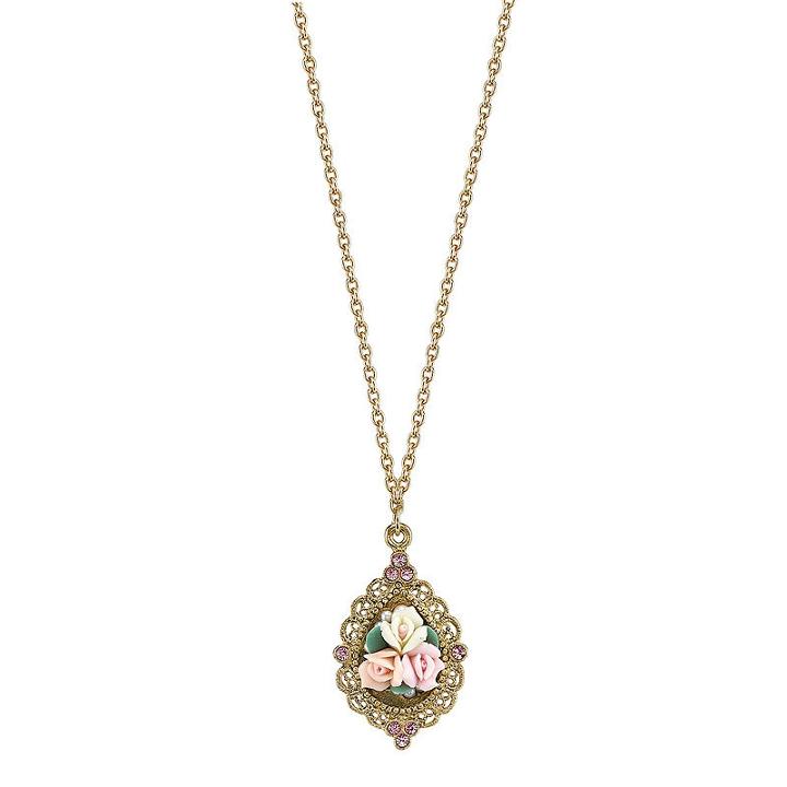 1928 Vintage Inspirations Womens Brass Pendant Necklace