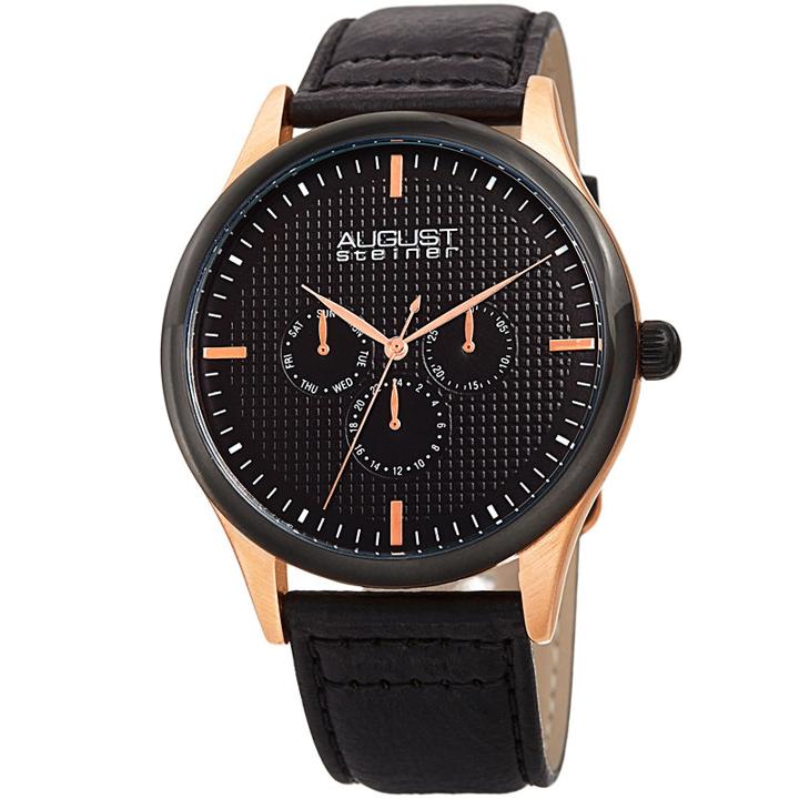 August Steiner Mens Black Strap Watch-as-8243rgbk