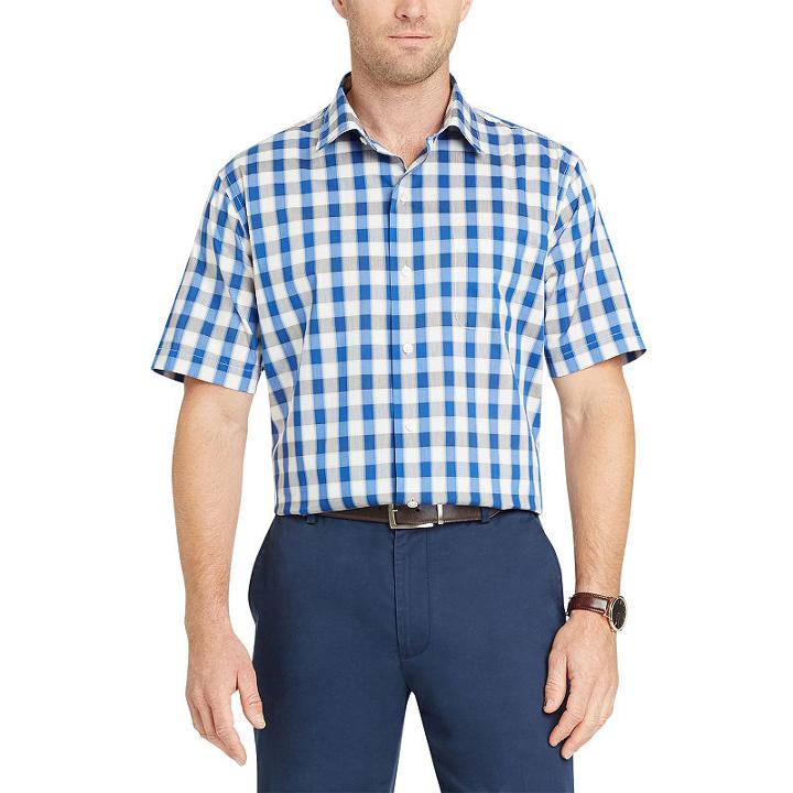 Van Heusen Short Sleeve Checked Button-front Shirt