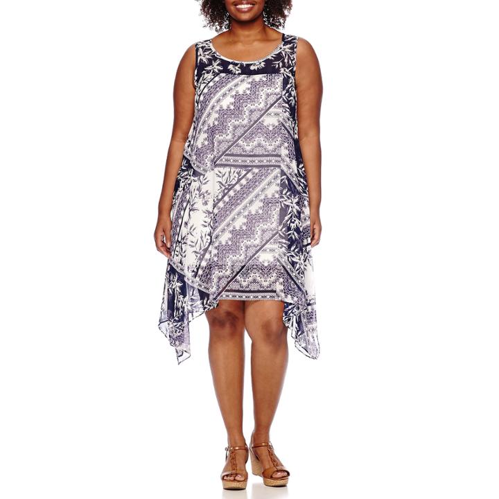 Robbie Bee Sleeveless Printed Chiffon Sheath Dress - Plus