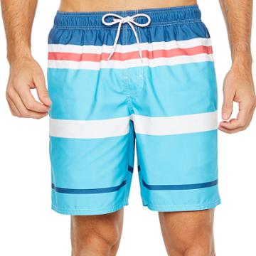 St. John's Bay Blue Stripe Stripe Swim Shorts