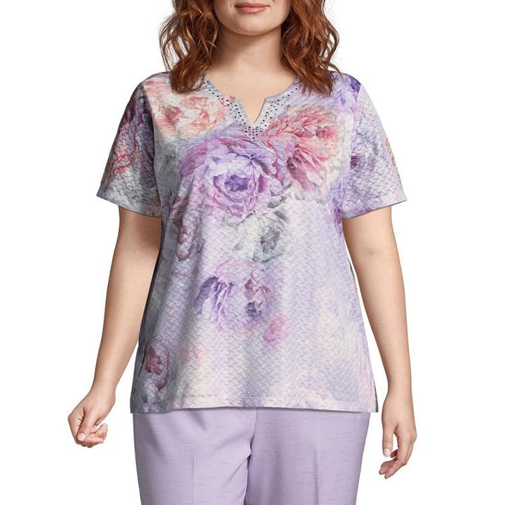 Alfred Dunner Roman Holiday Texture Floral Top- Plus