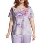 Alfred Dunner Roman Holiday Texture Floral Top- Plus