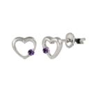 Purple Amethyst 6.8mm Heart Stud Earrings