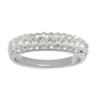 Womens White Crystal Sterling Silver Band