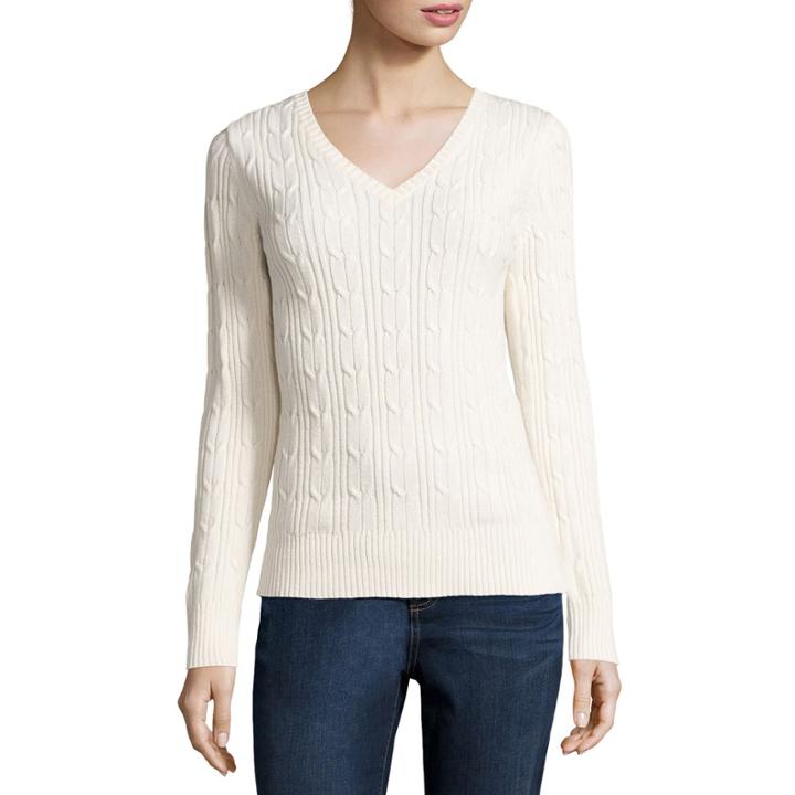 St. John's Bay Essential Long-sleeve Cable-knit Sweater - Tall