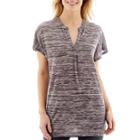 Liz Claiborne Short-sleeve Extended Shoulder Melange Tunic T-shirt