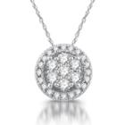 Diamond Blossom Womens Genuine White Diamond Pendant Necklace