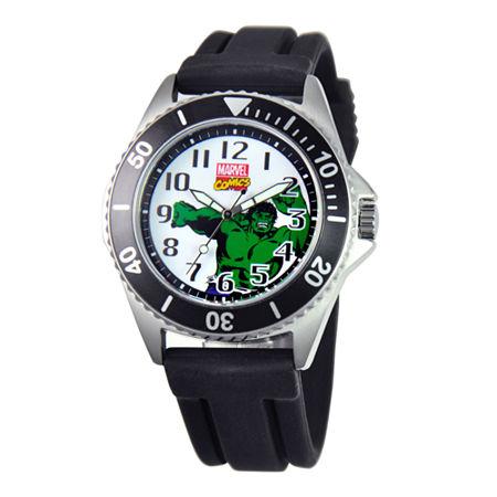 Disney Honor Mens The Hulk Black Silicone Strap Watch