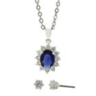 Sparkle Allure&trade; Blue Glass & Cubic Zirconia Earring And Pendant Necklace Set