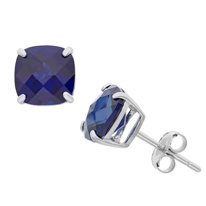 Lab Created Blue Sapphire 8mm Stud Earrings