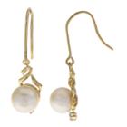 Diamond Accent White Pearl 10k Gold Drop Earrings