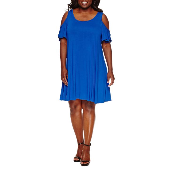 City Streets Short Sleeve Swing Dresses-plus