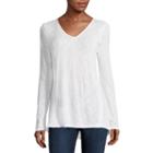 St. John's Bay Long-sleeve Hatchi Lace Tunic - Petite