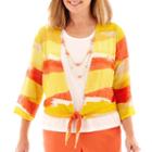 Alfred Dunner Sunny Days 3/4-sleeve Striped Necklace Top