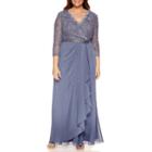 Jackie Jon 3/4 Sleeve Lace Evening Gown-plus