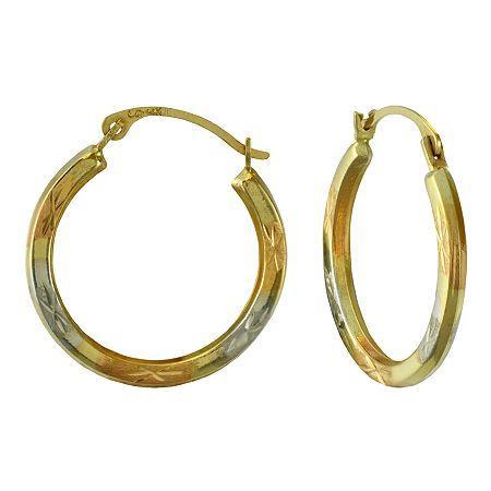 Tri-tone Hoop Earrings 14k Gold