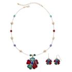Mixit&trade; Gold-tone Multicolor Flower Earring And Pendant Necklace Set