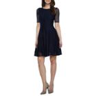 Danny & Nicole Elbow Sleeve Circles Fit & Flare Dress-petites