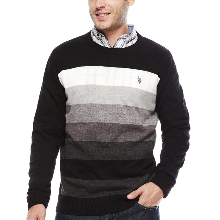 U.s. Polo Assn. Long-sleeve Striped Crewneck Sweater