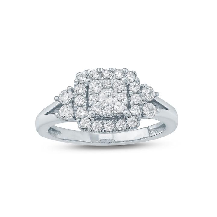 Womens 3 Ct. T.w. Genuine White Diamond 10k Gold Engagement Ring