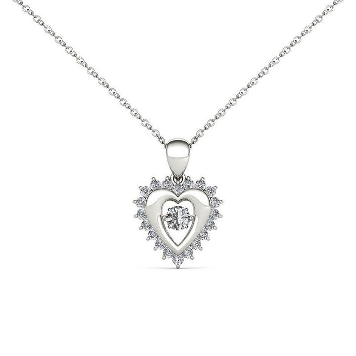 Love In Motion Womens 1/4 Ct. T.w. Genuine White Diamond 10k Gold Pendant
