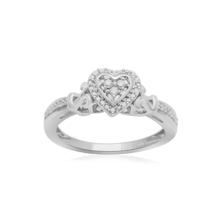 Hallmark Diamonds 1/7 Ct. T.w. Diamond Heart Sterling Silver Ring