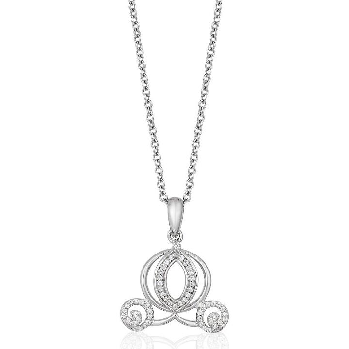 Enchanted Disney Fine Jewelry 1/10 Ct. T.w. White Diamond 10k Gold Cinderella Pendant Necklace