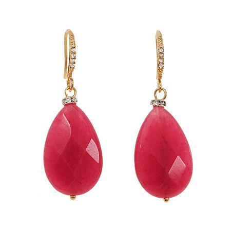 Rox By Alexa Dyed Pink Jade Teardrop Earrings