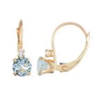 Blue Aquamarine 10k Gold Drop Earrings