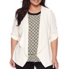 Worthington Roll-tab Draped-front Jacket - Plus