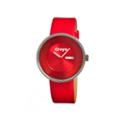 Crayo Unisex Button Red Leather-band Watch With Day & Date Cracr0206