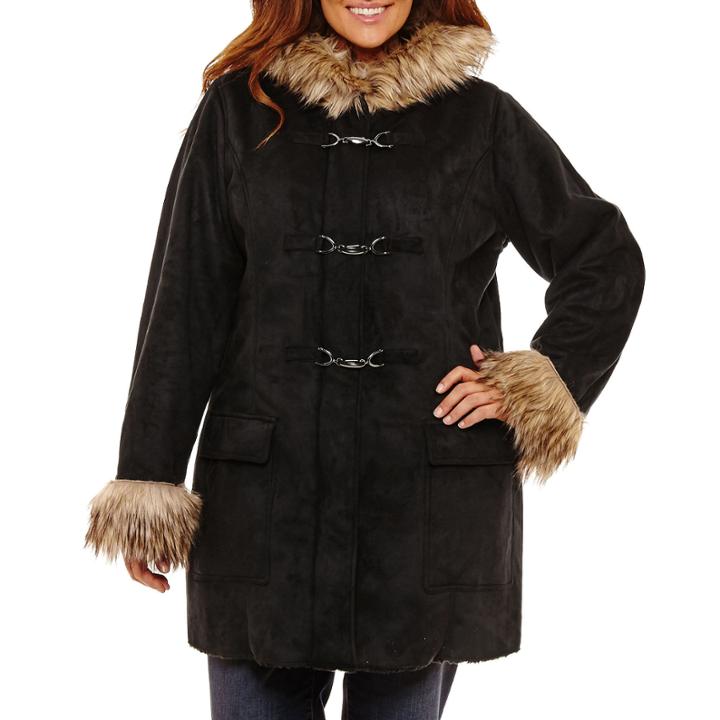 Kc Collections Midweight Hooded Peacoat-plus