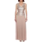 R & M Richards Sleeveless Crushed Satin Chiffon Gown