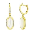 1/8 Ct. T.w. Genuine White Mother Of Pearl 14k Gold Drop Earrings