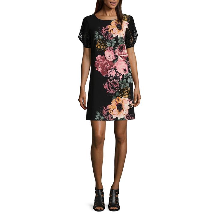 Luxology Short Sleeve Floral Shift Dress