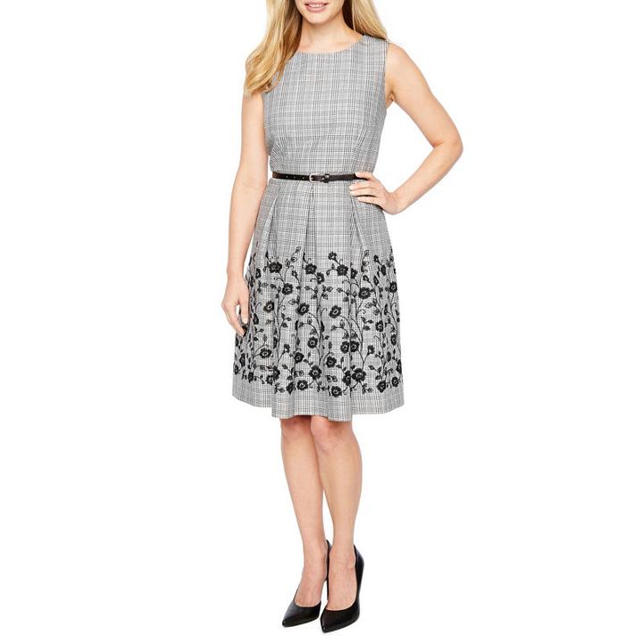 Liz Claiborne Sleeveless Plaid Fit & Flare Dress