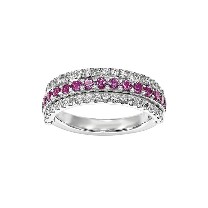 Lab-created Ruby, Emerald And White Sapphire Sterling Silver Flip Ring