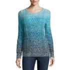 St. John's Bay Long-sleeve Ombr Cable-knit Sweater