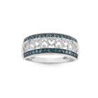 Womens 1/4 Ct. T.w. Blue Diamond Sterling Silver Band
