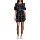 Speechless Elbow Sleeve Skater Dress-juniors