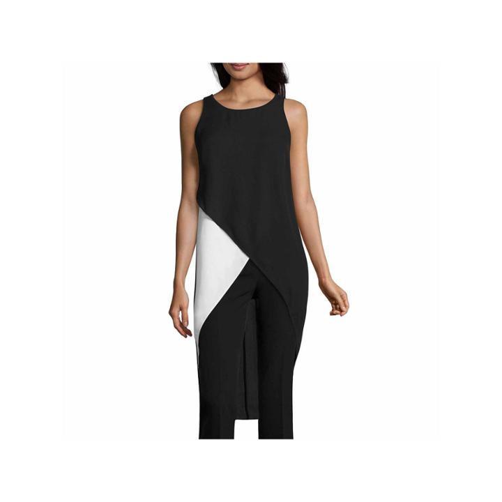 Worthington Sleeveless Crew Neck Woven Blouse-talls